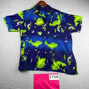 Beachwear Featherweight Dolphin XXL Tropical Shirt Button Up Short Sleeve Mens
